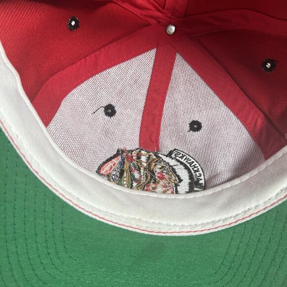 Vintage‎ Chicago Blackhawks Hat Snapback NHL The Game Red Black Wool Blend Cap - Picture 5 of 8